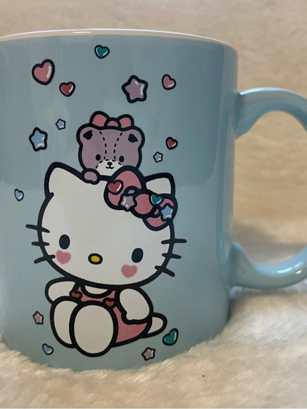 NEW Hello Kitty Stacked Sweets Blue Ceramic Mug 20oz Sanrio NWT